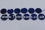 CDQ681 8 inches 30mm flat round druzy quartz beads wholesale