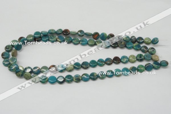 CDS10 16 inches 10mm flat round dyed serpentine jasper beads wholesale