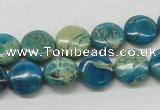 CDS11 16 inches 12mm flat round dyed serpentine jasper beads wholesale