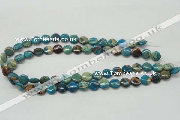 CDS11 16 inches 12mm flat round dyed serpentine jasper beads wholesale