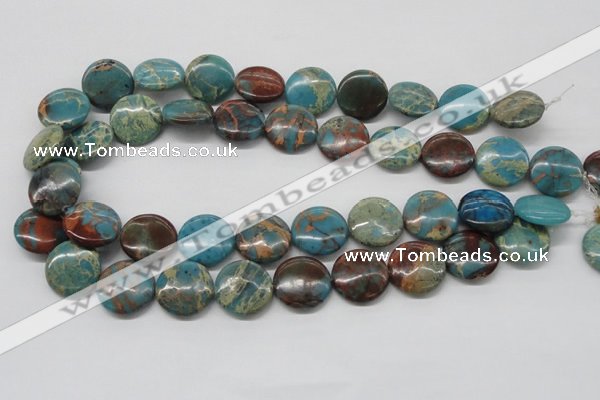 CDS14 16 inches 18mm flat round dyed serpentine jasper beads wholesale