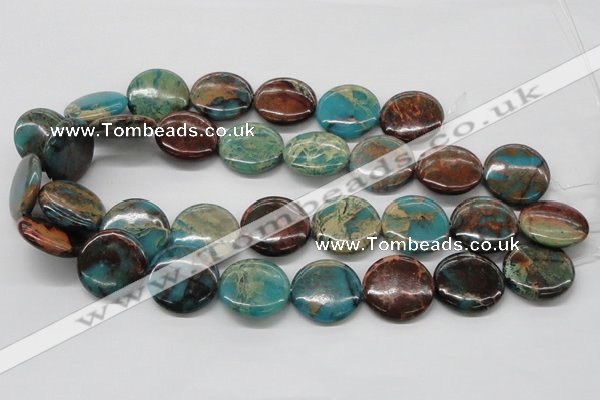 CDS15 16 inches 25mm flat round dyed serpentine jasper beads wholesale