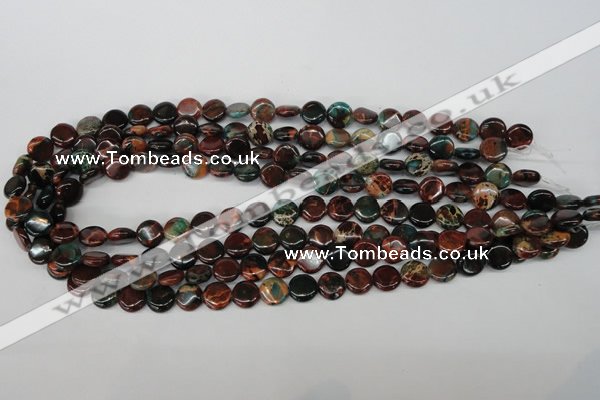 CDS198 15.5 inches 10mm flat round dyed serpentine jasper beads