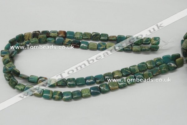 CDS20 16 inches 10*10mm square dyed serpentine jasper beads wholesale