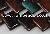 CDS220 15.5 inches 18*18mm diamond dyed serpentine jasper beads