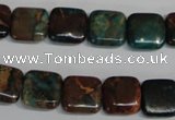 CDS262 15.5 inches 12*12mm square dyed serpentine jasper beads