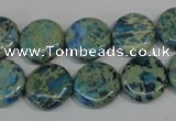 CDS272 15.5 inches 14mm flat round dyed serpentine jasper beads