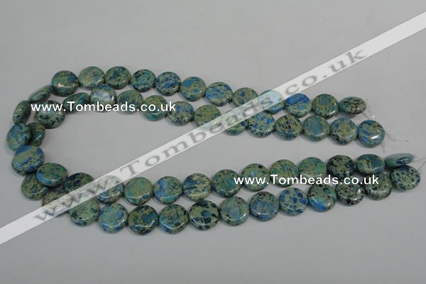 CDS272 15.5 inches 14mm flat round dyed serpentine jasper beads