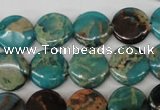 CDS32 15.5 inches 14mm flat round dyed serpentine jasper beads