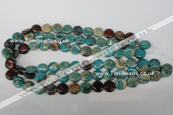 CDS32 15.5 inches 14mm flat round dyed serpentine jasper beads