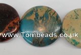 CDS33 15.5 inches 30mm flat round dyed serpentine jasper beads