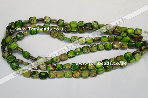 CDT120 15.5 inches 10*10mm square dyed aqua terra jasper beads