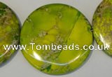 CDT129 15.5 inches 44mm flat round dyed aqua terra jasper beads