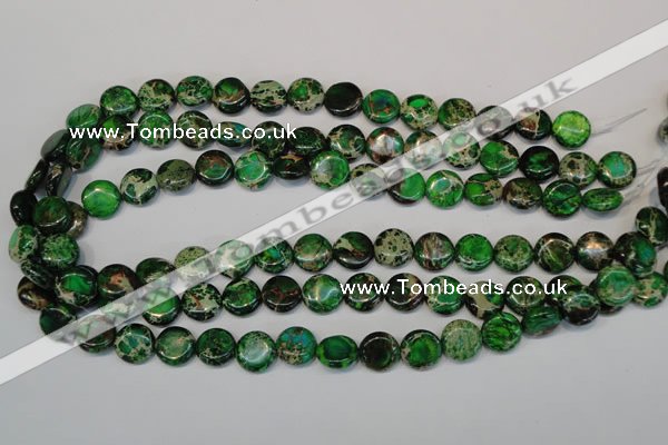 CDT170 15.5 inches 12mm flat round dyed aqua terra jasper beads