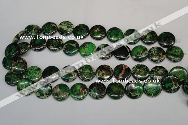 CDT174 15.5 inches 20mm flat round dyed aqua terra jasper beads