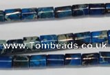 CDT227 15.5 inches 6*8mm tube dyed aqua terra jasper beads