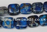 CDT238 15.5 inches 14*14mm square dyed aqua terra jasper beads