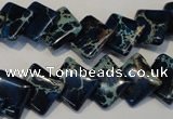 CDT255 15.5 inches 12*12mm diamond dyed aqua terra jasper beads