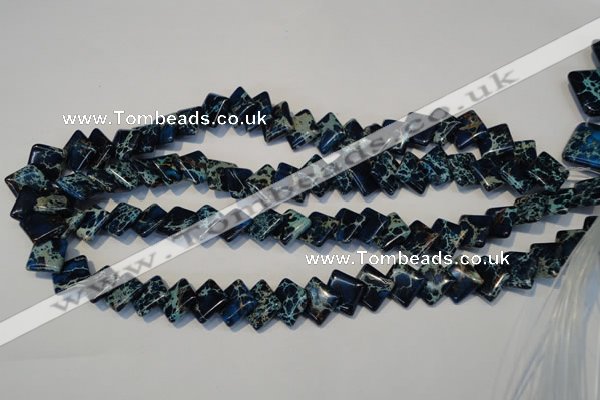 CDT255 15.5 inches 12*12mm diamond dyed aqua terra jasper beads