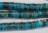 CDT276 15.5 inches 2*8mm heishi dyed aqua terra jasper beads
