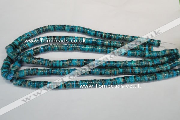 CDT276 15.5 inches 2*8mm heishi dyed aqua terra jasper beads