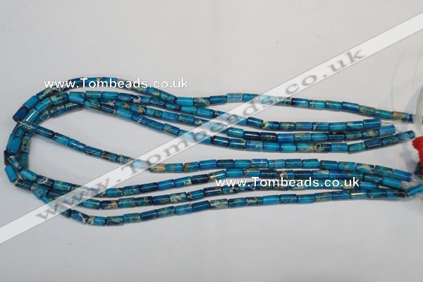 CDT278 15.5 inches 4*8mm tube dyed aqua terra jasper beads