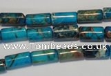 CDT279 15.5 inches 6*12mm tube dyed aqua terra jasper beads