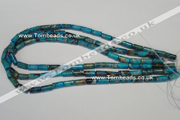 CDT279 15.5 inches 6*12mm tube dyed aqua terra jasper beads