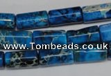 CDT282 15.5 inches 8*17mm tube dyed aqua terra jasper beads