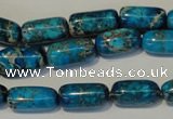 CDT285 15.5 inches 8*16mm column dyed aqua terra jasper beads