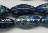 CDT293 15.5 inches 15*30mm rice dyed aqua terra jasper beads