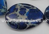 CDT327 15.5 inches 30*40mm flat teardrop dyed aqua terra jasper beads