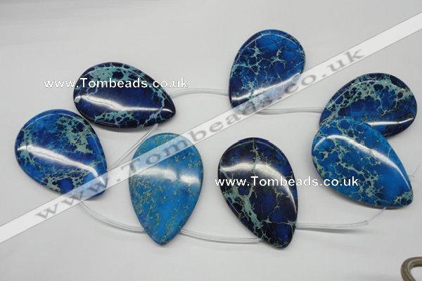 CDT346 Top-drilled 40*60mm flat teardrop dyed aqua terra jasper beads