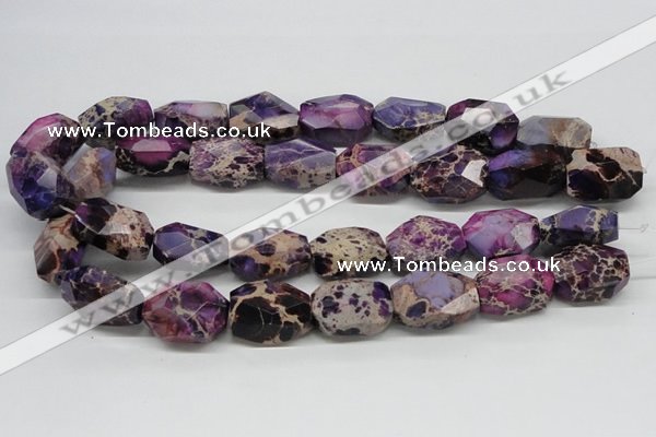 CDT39 15.5 inches 20*25mm faceted nuggets dyed aqua terra jasper beads