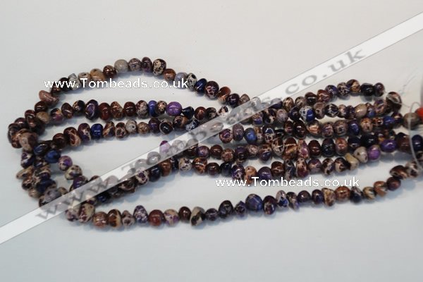 CDT390 15.5 inches 6*9mm nugget dyed aqua terra jasper beads