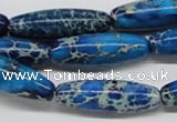 CDT48 15.5 inches 10*30mm rice dyed aqua terra jasper beads