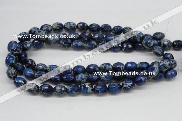 CDT49 15.5 inches 12*15mm faceted egg-shaped dyed aqua terra jasper beads