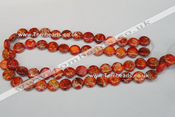 CDT518 15.5 inches 14mm flat round dyed aqua terra jasper beads