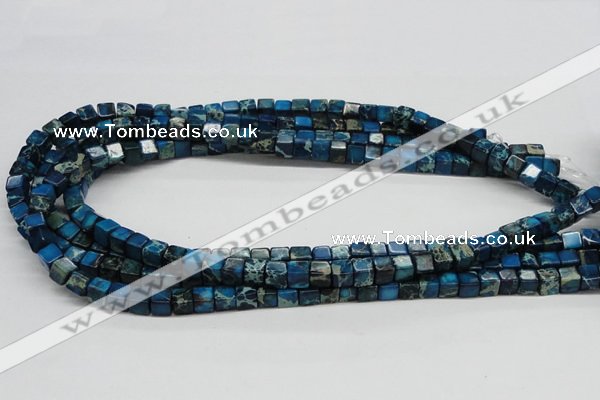 CDT52 15.5 inches 6*6mm cube dyed aqua terra jasper beads wholesale