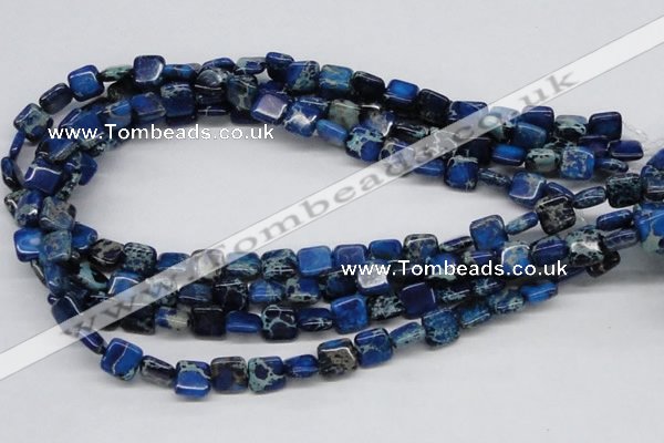 CDT54 15.5 inches 10*10mm square dyed aqua terra jasper beads