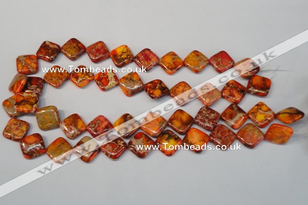 CDT545 15.5 inches 14*14mm diamond dyed aqua terra jasper beads