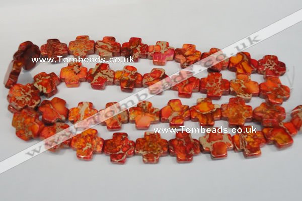 CDT563 15.5 inches 20*20mm cross dyed aqua terra jasper beads