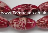 CDT609 15.5 inches 15*30mm rice dyed aqua terra jasper beads