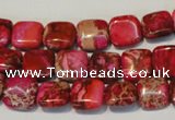 CDT621 15.5 inches 12*12mm square dyed aqua terra jasper beads
