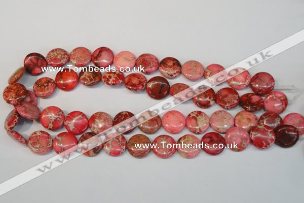 CDT655 15.5 inches 16mm flat round dyed aqua terra jasper beads