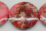 CDT661 15.5 inches 40mm flat round dyed aqua terra jasper beads