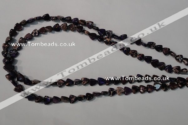 CDT719 15.5 inches 8*8mm triangle dyed aqua terra jasper beads
