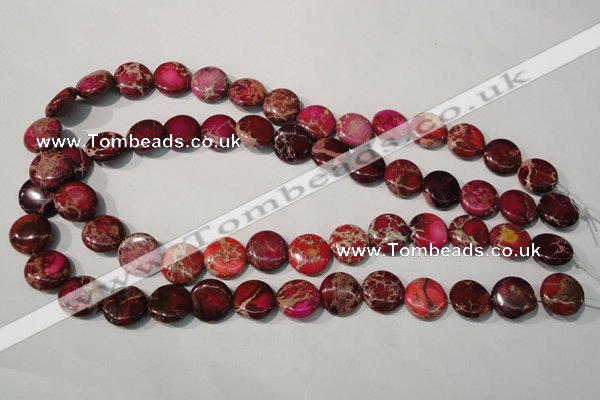 CDT786 15.5 inches 14mm flat round dyed aqua terra jasper beads