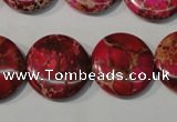 CDT787 15.5 inches 20mm flat round dyed aqua terra jasper beads