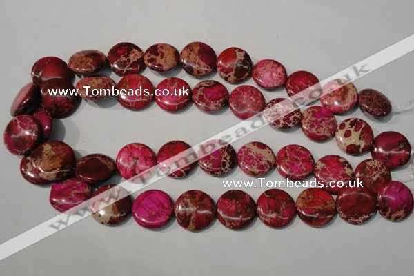CDT787 15.5 inches 20mm flat round dyed aqua terra jasper beads